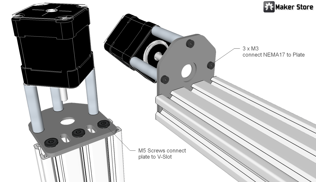 NEMA17 and Threaded Rod Plate