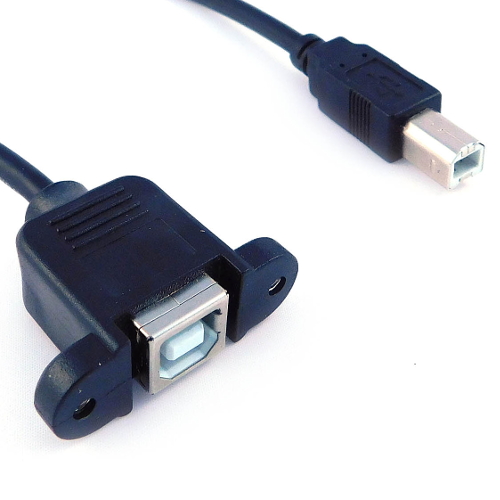 Panel Mount USB Cable - B Male to B Female - Image 2