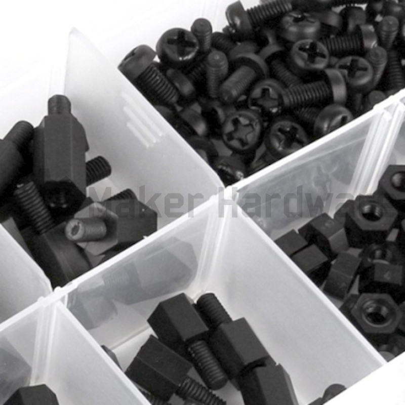 M3 Nylon Black Hex M-F Spacers - 180 Piece Set - Image 2