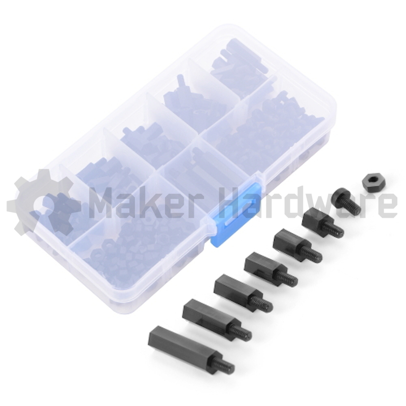 M3 Nylon Black Hex M-F Spacers - 180 Piece Set - Image 3