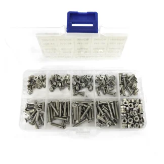 M3 Stainless Steel SS304 Hex Socket Countersunk Head Screws and Nuts - 340 Pieces