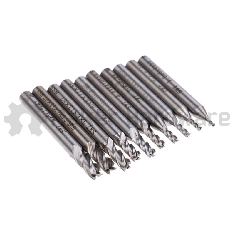 10 Piece High Speed Steel Economical End Mill Set - Image 2