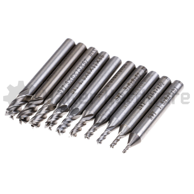 10 Piece High Speed Steel Economical End Mill Set - Image 3