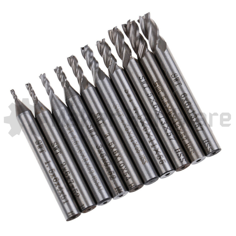 10 Piece High Speed Steel Economical End Mill Set - Image 4