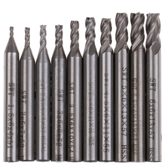 10 Piece High Speed Steel Economical End Mill Set