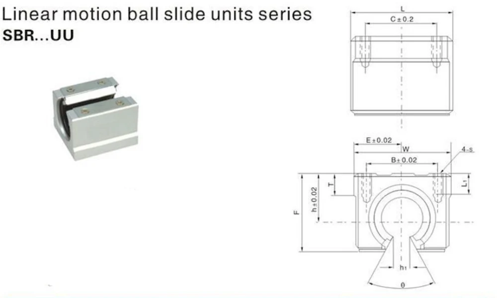 BEAR SBR10UU Dimensions