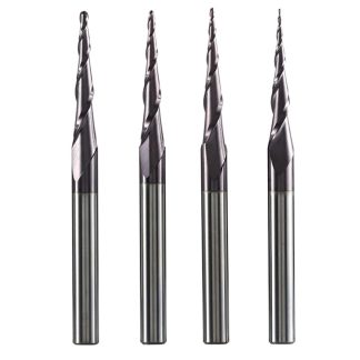 2 Flute Carbide End Mills - Tapered Ball Nose For 3D Carving
