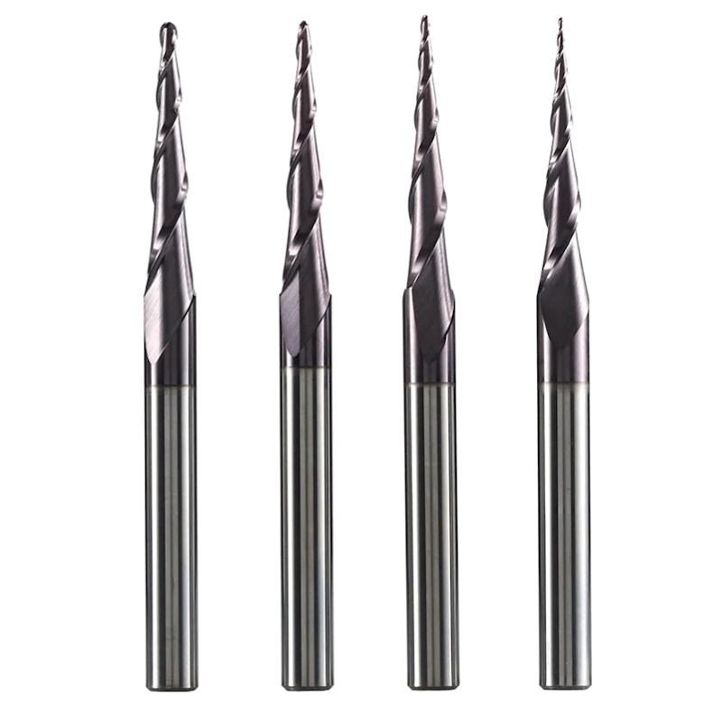 2 Flute Carbide End Mills - Tapered Ball Nose For 3D Carving