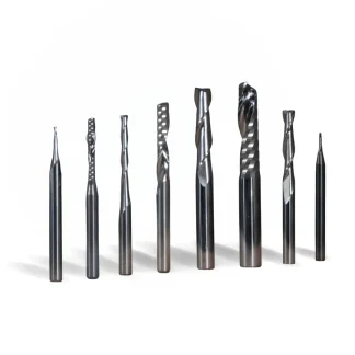 8 Piece Carbide High Quality End Mill Set - Plastics pack