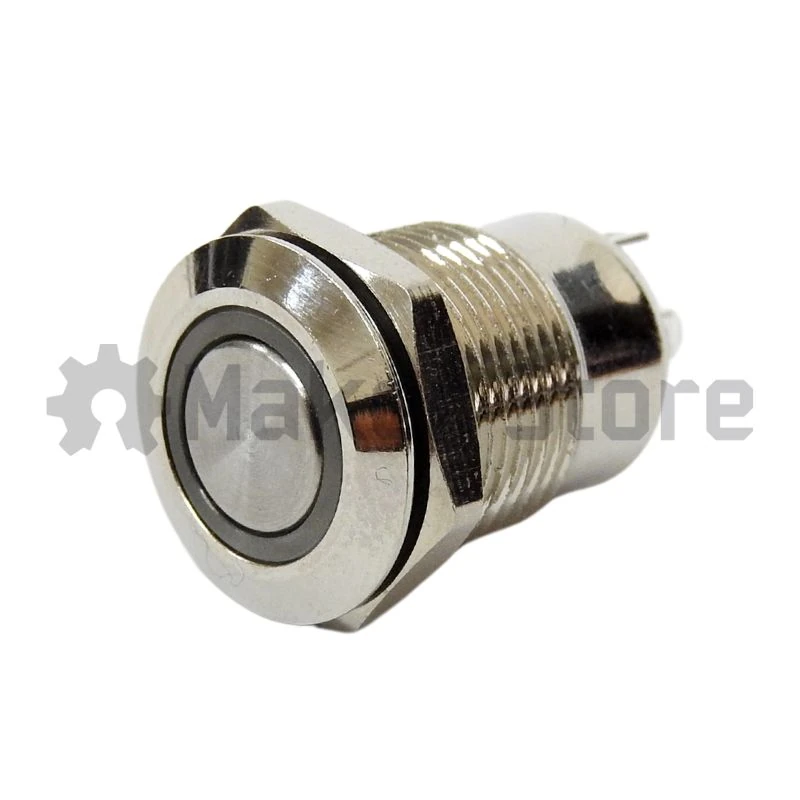 Push Button - 12mm - Latching - Green LED - 3A - 1NO - Image 3