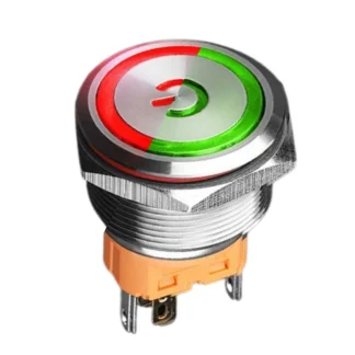 Push Button - 22mm - Latching - Bicolour - Green and Red LED 9-24V - 5A - 2NO2NC - Type B