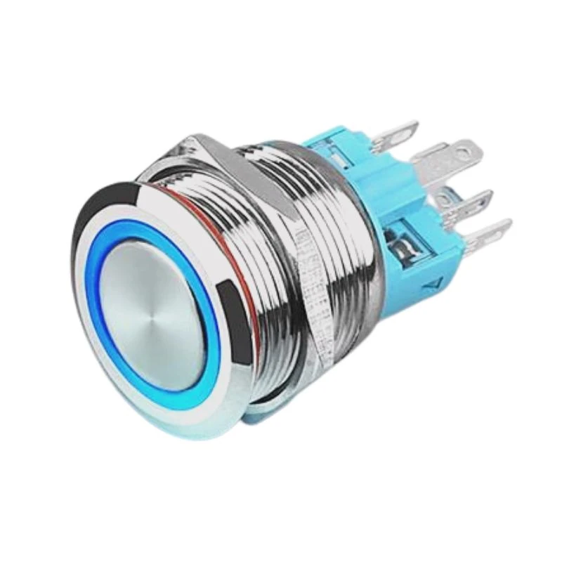 Push Button - 22mm - Latching - Blue LED - 10A - 1NO1NC