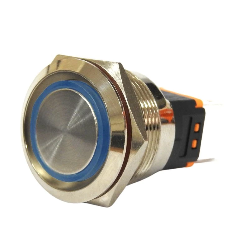 Push Button - 22mm - Latching - Blue LED 9-24V - 15A - 2NO - Type A