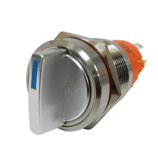 Knob Switch - 22mm - Blue LED 9-24V - 5A - 1NC1NO - 2 Position