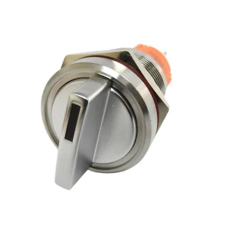 Knob Switch - 22mm - Blue LED 9-24V - 5A - 2NC2NO - 3 Position