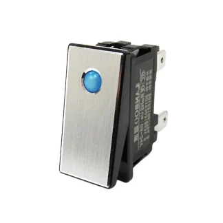 Slim Rocker Switch - Silver - Blue LED - 16A