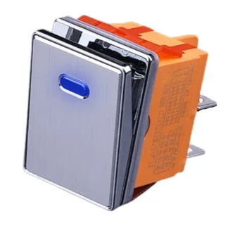 Rocker Switch - Silver - Blue LED - 16A