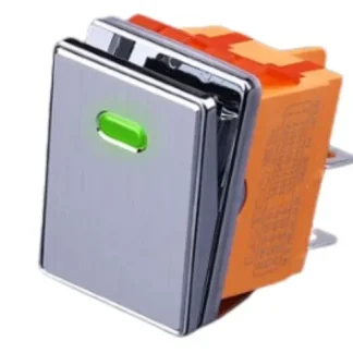 Rocker Switch - Silver - Green LED - 16A