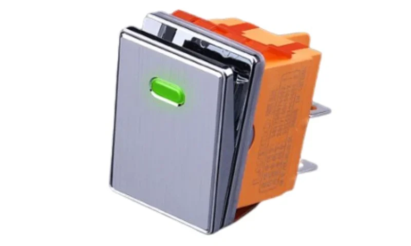 Rocker Switch - Silver - Green LED - 16A