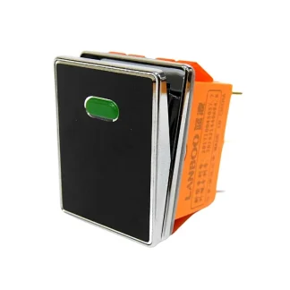 Rocker Switch - Black - Green LED - 16A