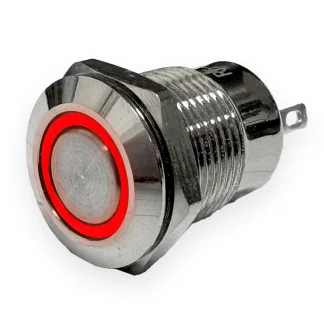 Push Button - 12mm - Latching - Red LED - 3A - 1NO