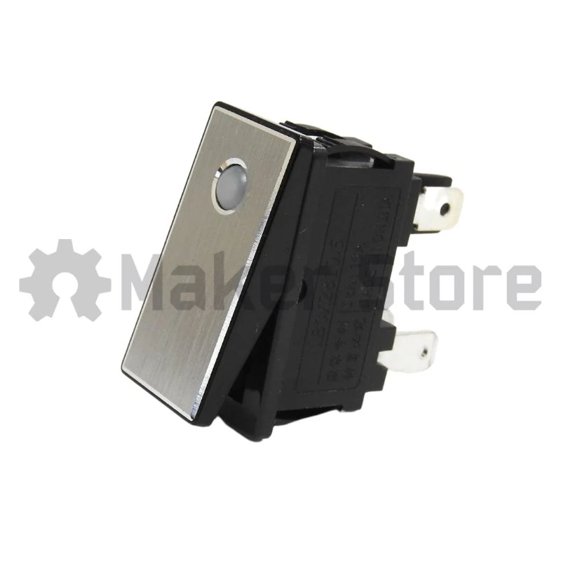 Slim Rocker Switch - Silver - Green LED - 16A - Image 3