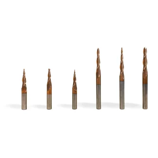 2 Flute Carbide End Mills - Tapered Ball Nose For 3D Carving TiSIN Coating