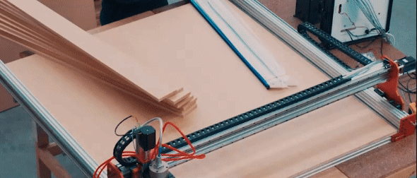 GIF showing off the placement of T-Track based spoiler board parts including T-Tracks and cut out sections of MDF boards