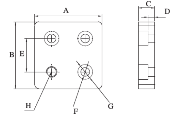 80x80 Offset Tap Foot Bracket M12