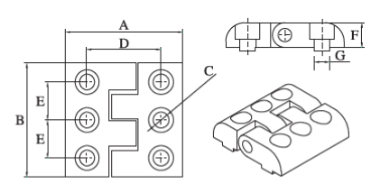 6 Hole Aluminium Hinge 62x60