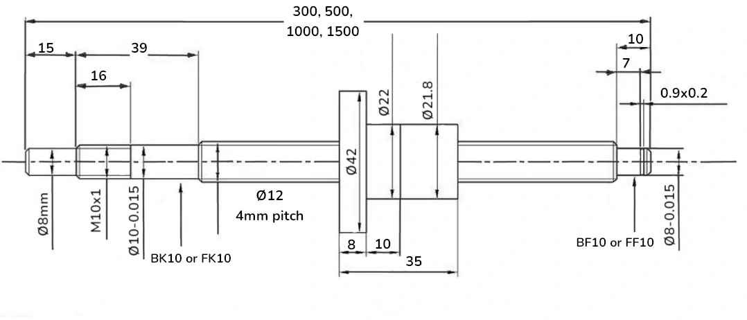 12mm Ball Screw Kit - SFU1204 - 1000mm - Type A