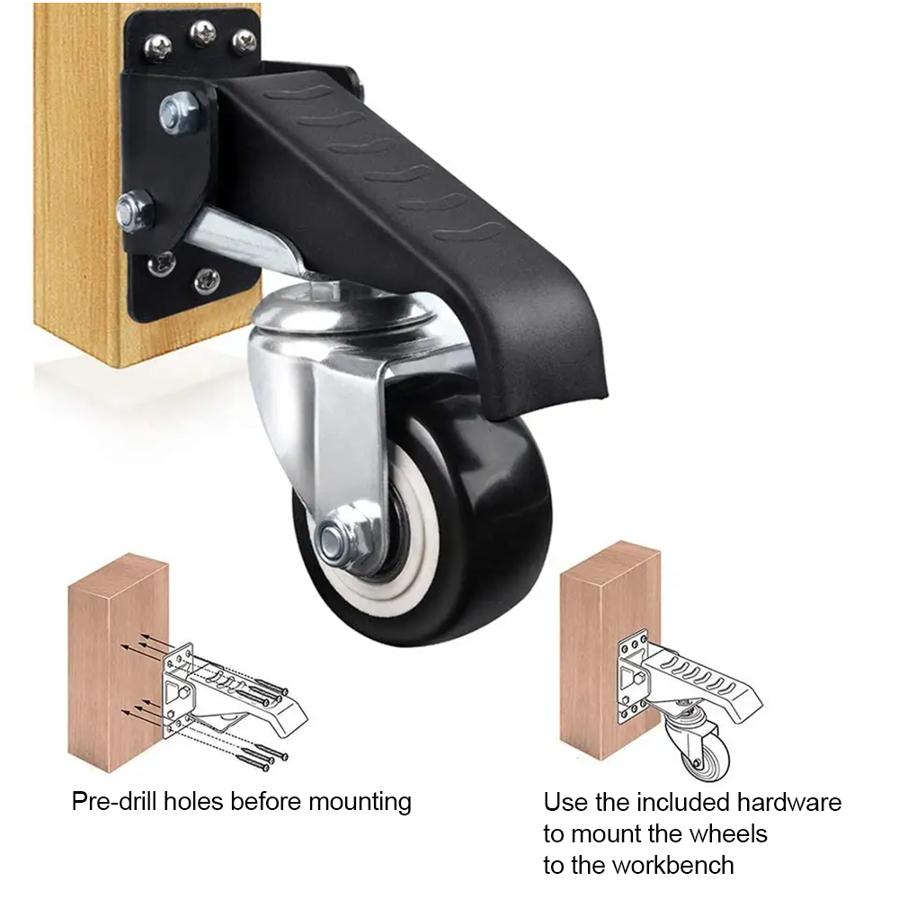 Workbench Retractable Caster Wheel - 4Pcs - Image 5