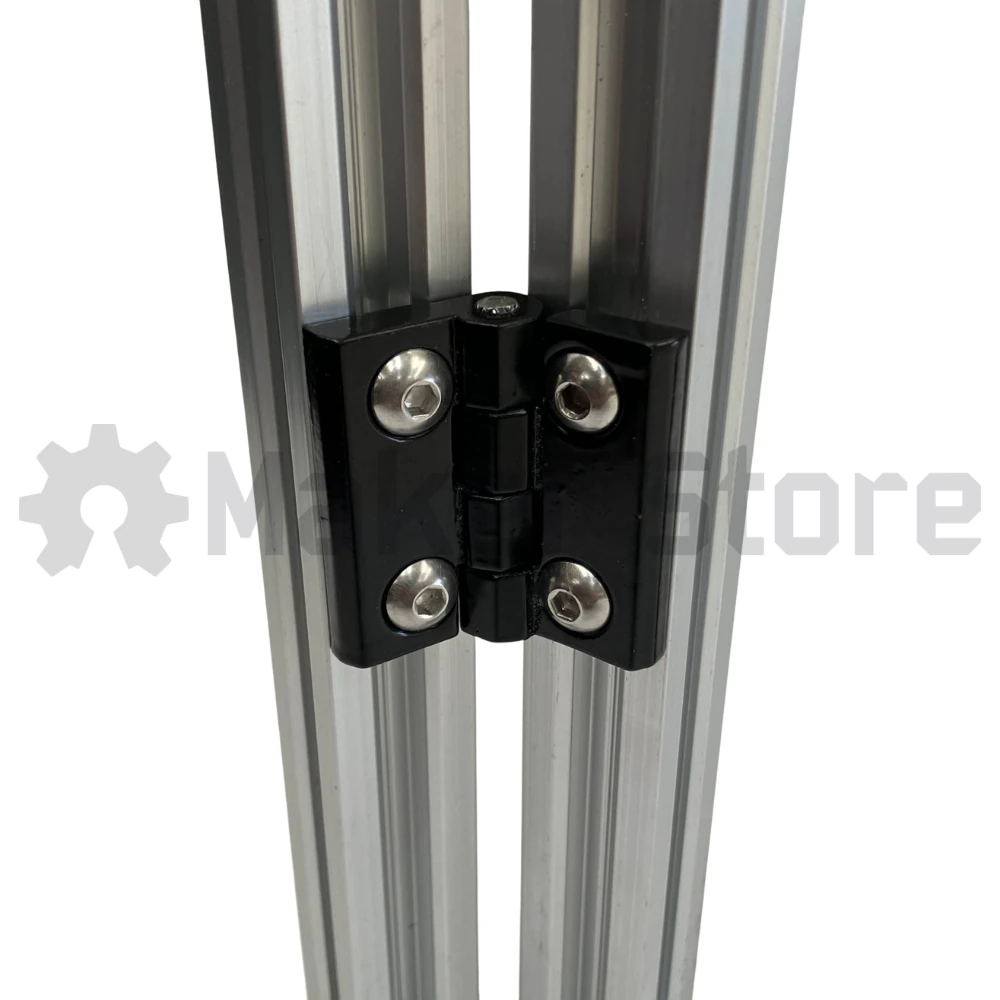 The Metal Hinge 20 Series 39x40mm in Black is a robust and corrosion-resistant hinge, ideal for various applications including enclosures, gates, and cabinets. Crafted from lightweight zinc alloy for strength and durability.