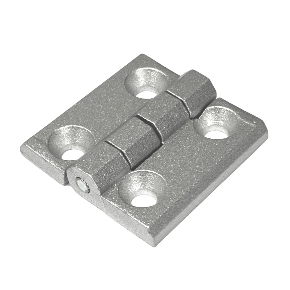 The Metal Hinge 20 Series 39x40mm in Silver is a robust and corrosion-resistant hinge, ideal for various applications including enclosures, gates, and cabinets. Crafted from lightweight cast aluminium for strength and durability.