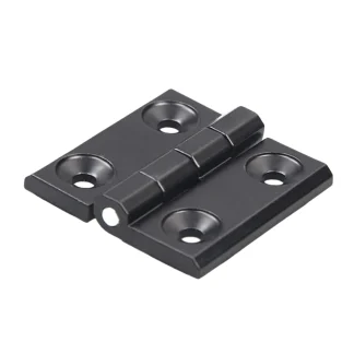The Metal Hinge 20 Series 39x40mm in Black is a robust and corrosion-resistant hinge, ideal for various applications including enclosures, gates, and cabinets. Crafted from lightweight zinc alloy for strength and durability.