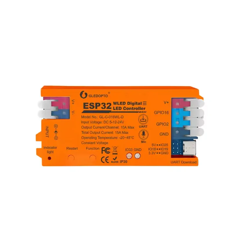 ESP32 WLED Smart Controller with Microphone Type-C UART (Orange)