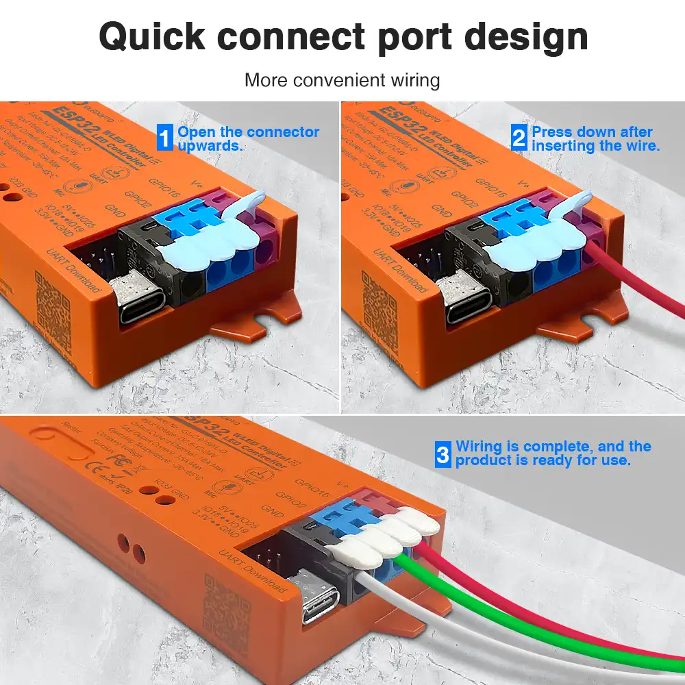 ESP32 WLED Smart Controller with Microphone Type-C UART (Orange) - Image 5