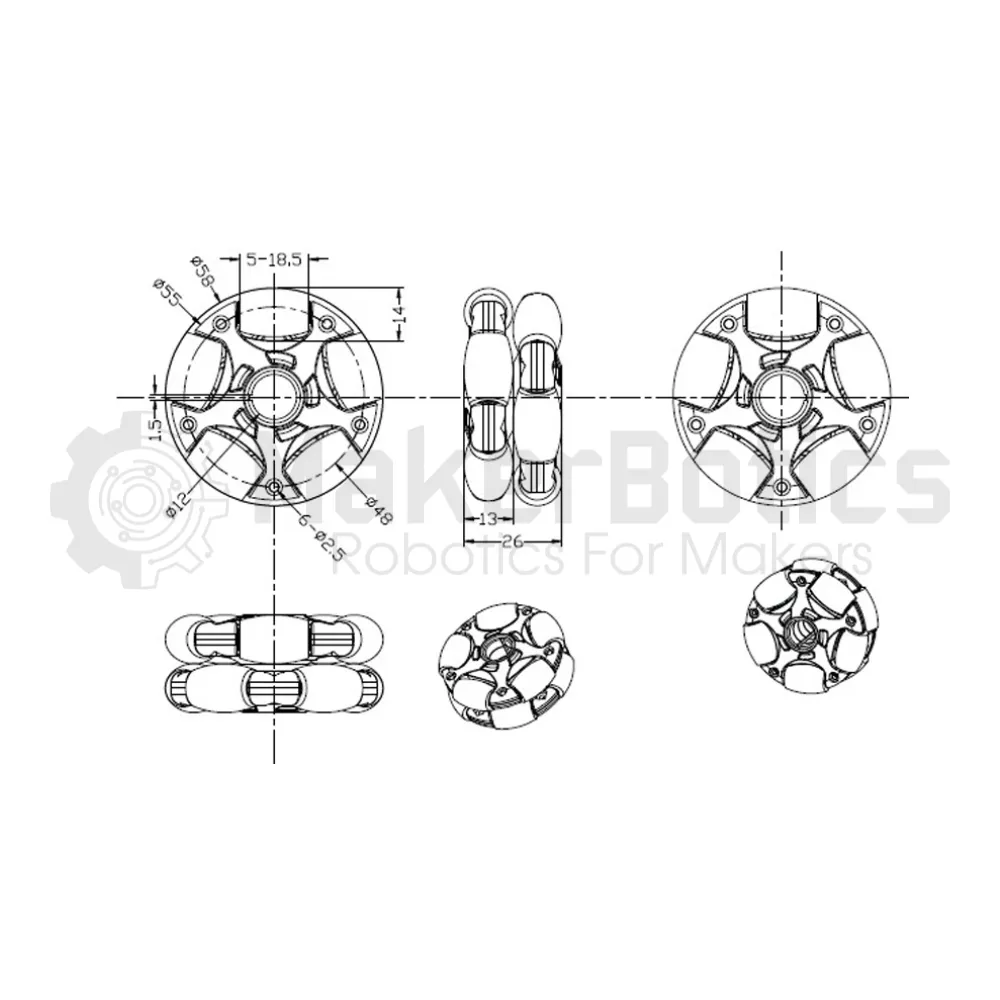 58mm Aluminium Omni Wheels
