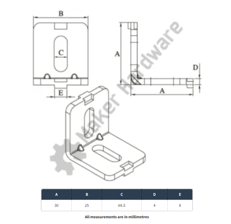 2 Hole Steel Corner Bracket - 30 Series, M6 - Image 6