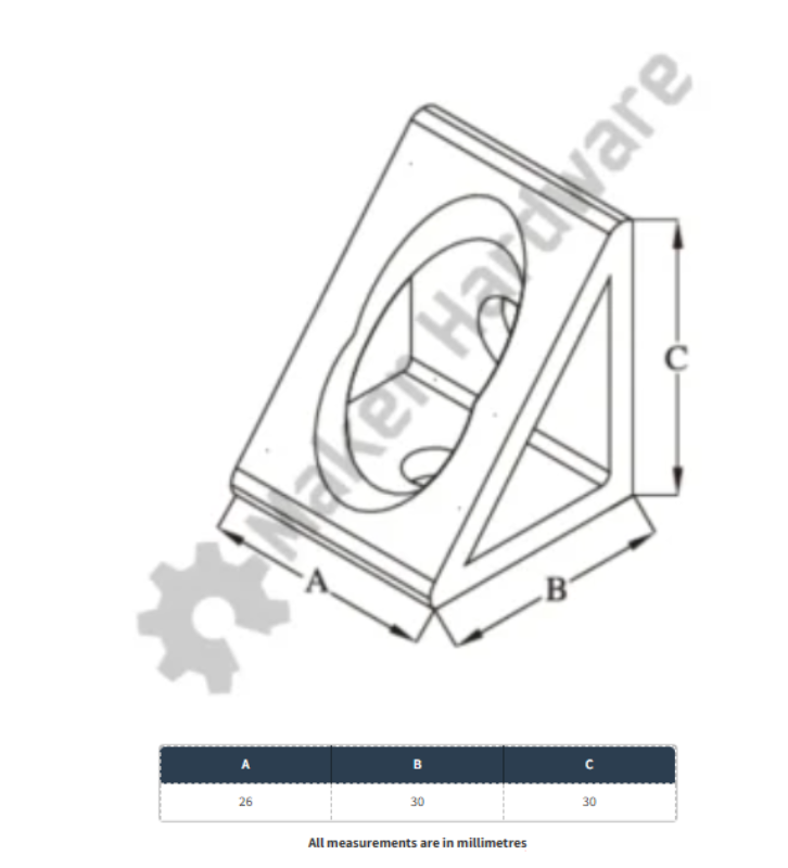 90 degree 2 Hole Gusset Bracket - 30 Series, M6 - Image 6