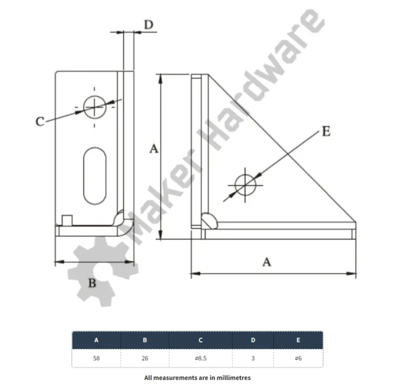 4 Hole Panel Mount Steel Bracket - 30 Series, M8 - Image 6