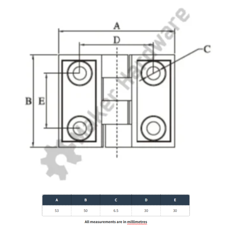 Aluminium Hinge - 30 Series, M6 - Image 4