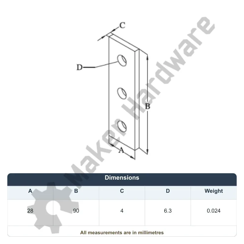 3 Hole Joining Strip - 30 Series, M6 - Image 4