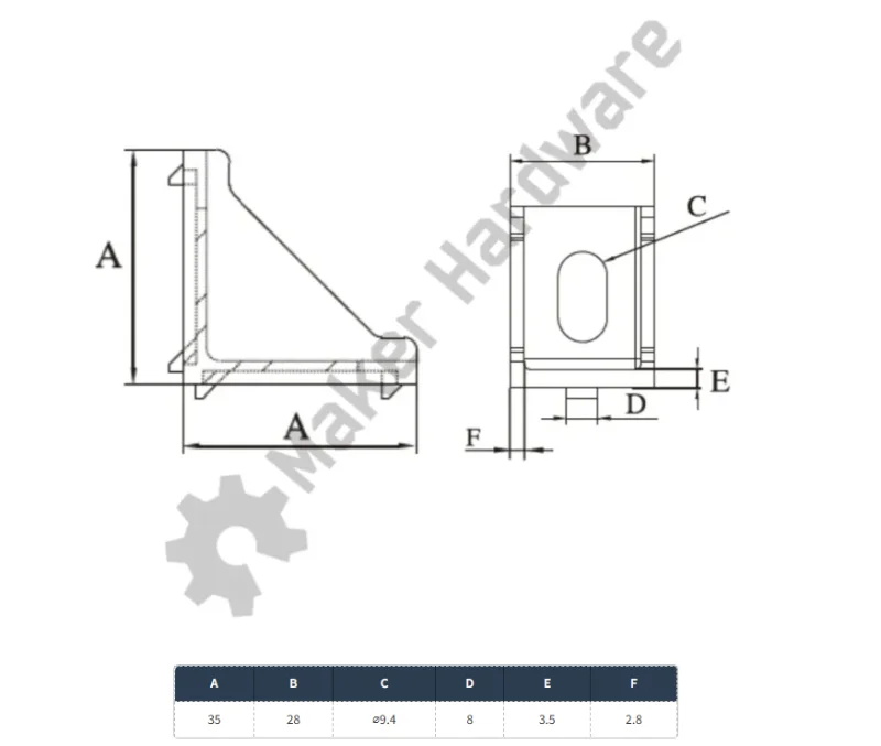90 degree 2 Hole Economy Corner Bracket - 30 Series, M8 - Image 4