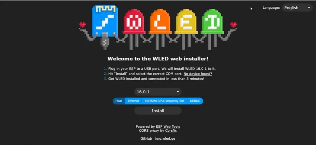 WLED web installer for LED rocket lamp