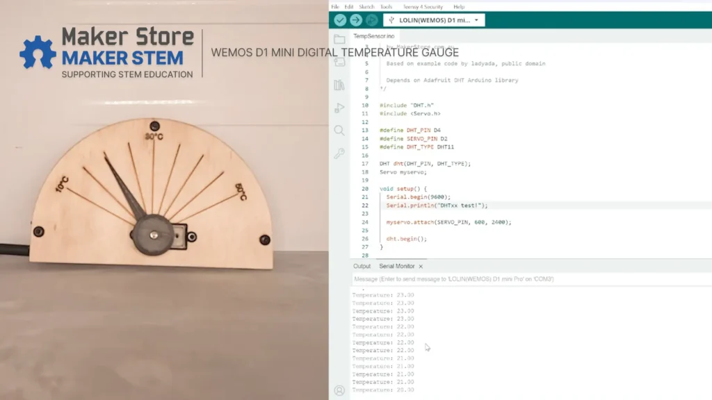 Digital Temperature Gauge with a Wemos D1 Mini and Arduino
